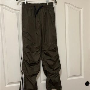 Y2K Sissy-Boy Sweats - Medium - Olive Green with stripes.